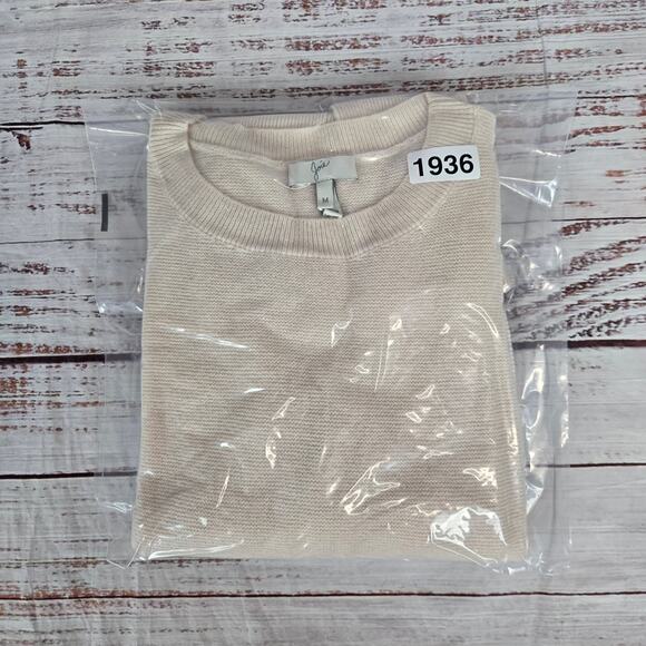 Joie Noely Wool Cashmere Sweater M Ivory Puff Sleeve Pullover Minimalist Classic - Picture 9 of 9